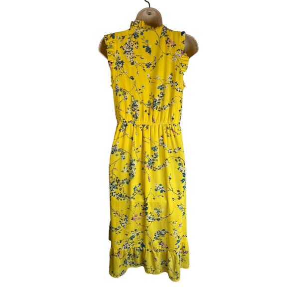 Ann Taylor LOFT Yellow Floral Casual Dress 2 Summer Sleeveless Knee Length - Picture 8 of 10